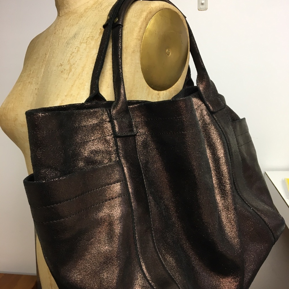 Anat Merin Bronze Metallic Leather Tote